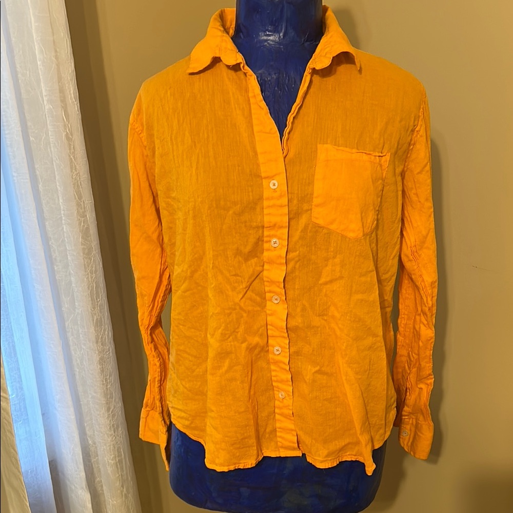 Vibrant Orange Button-Up Shirt